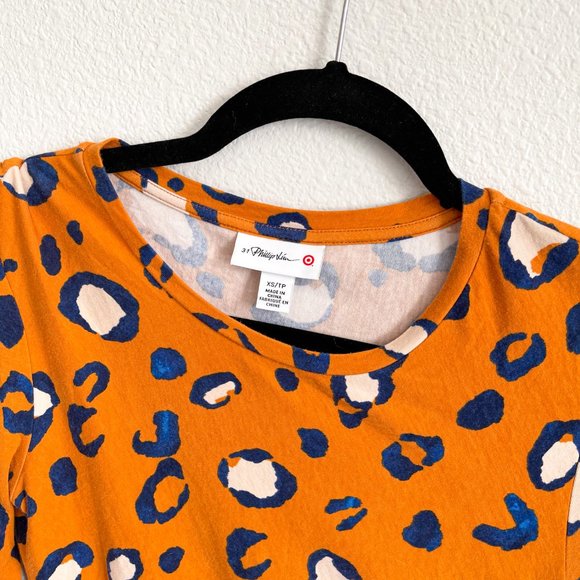 3.1 Phillip Lim for Target Yellow Royal Blue Leopard Print Bodycon Ruched Dress - Picture 3 of 6